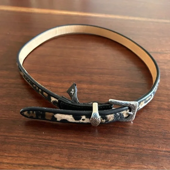 🌷 Brighton Leopard Print Calf Hair Leather Belt Size Small/ 28 - Picture 3 of 9